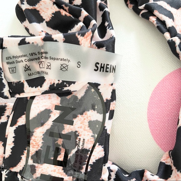 Shein NWOT Leopard High Leg Cheeky Bikini Bottom Small Women's - Picture 4 of 5